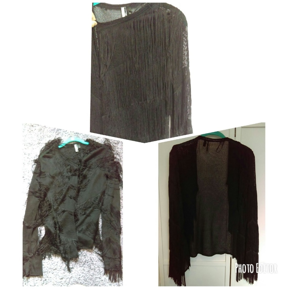 Black Fringe Cardigan